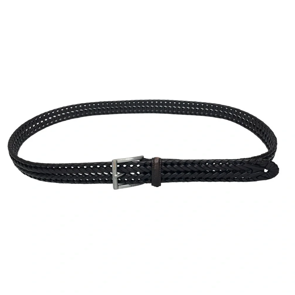 Fossil Mens Espresso Brown Braided Leather Belt 110/44